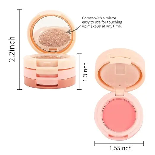 3 in 1 Face Blusher + Highlighter with Mini Compact Travel Friendly Palette