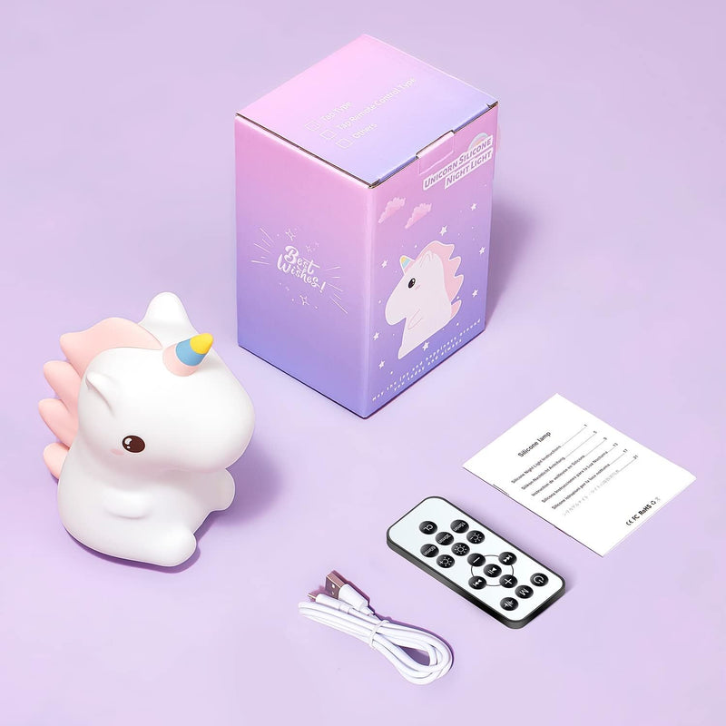 Kawaii Unicorn Night Light- Rechargeable Silicone Lamp