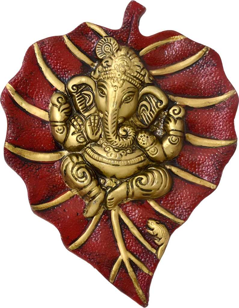 eCraftIndia Lord Ganesha on Red Leaf