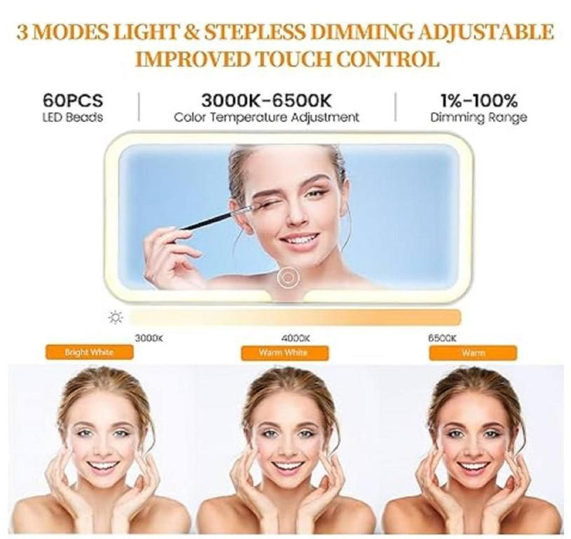 QuirkMart Rechargeable Car Makeup Mirror with LED Lights